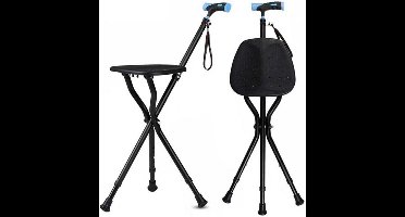 ApexArte® Wandelstok met Zitje - Opvouwbaar – Wandel Zitstok Tot 100 kg - Driepoot