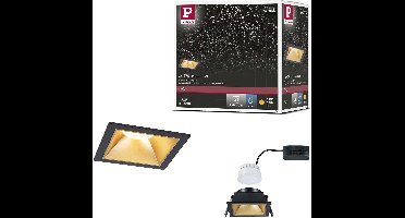 LED-inbouwlamp 3-Step-Dim Cole Coin Set van 1 IP44 hoekig 88x88mm Coin 6W 470lm 230V dimbaar 2700K Zwart, Goud mat
