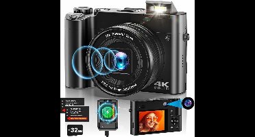 ApexArte® Vlog Camera voor Beginners - Videocamera voor Kinderen en Volwassenen - Handycam - 4K Kwaliteit