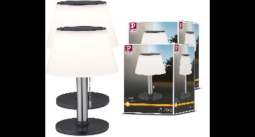 Set Solar LED-tafellamp Lillesol Set van 2 IP44 3000K 2x45lm Edelstaal