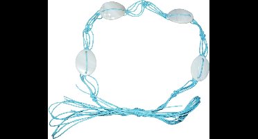 Riem heup/taille lichtblauw met schelpen