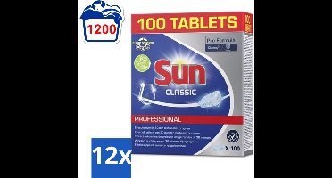 Sun Classic - Pro Formula - Vaatwastabletten - 100 Tabletten - Voordeelverpakking - 12 stuks