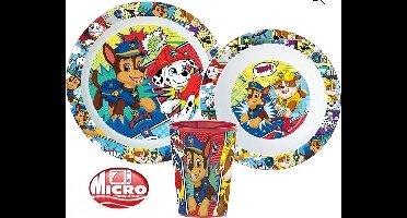 Paw Patrol comics 3 delig ontbijtset - bord, schaal en beker 260ml