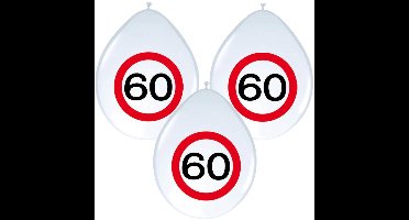 60 jaar verjaardag ballonnen - 24x stuks - verkeersborden - versiering - feestartikelen