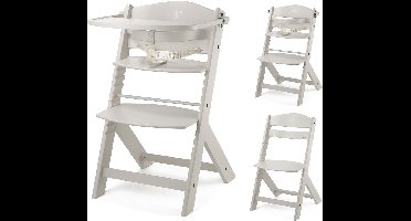 Kinderkraft ENOCK - Houten Kinderstoel 3-in-1 - Hoge babystoel - Hoogte verstelbaar in 5 niveaus - 3-punts gordels - Tot 10 jaar - Beige