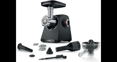 Bosch MFW S430B Vleesmolen - 1900W Blocking Power - 2 Snelheden - Reverse Functie - Geïntegreerde Opbergruimte - Zwart