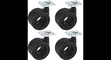 Dörner + Helmer Design dubbele wielen polyamide - robuuste zwenkwielen 240 kg draagvermogen meubelwielen kogellagers 65 mm, zwart