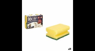 Set schuursponsjes Geel Groen Polyurethaan Schuurvezel 4 Onderdelen (11 Stuks)