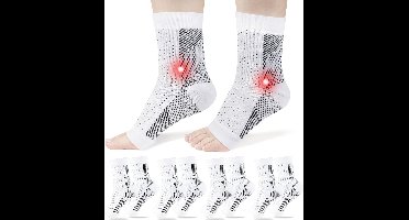 Neuropathie Sokken - Compressiekousen & Compressie Sokken - Neurosocks & Steunsokken - Diabetes Sokken - Massage Sokken - Slaapsokken - Bedsokken - 100% Katoenen Sokken - Tegen Reuma en Oedeem - 4 Paar - One Size - Wit