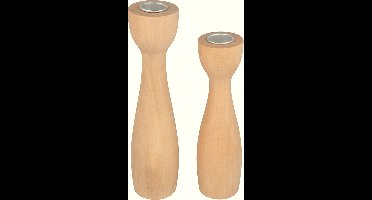 2 houten kaarsenhouders - Artemio