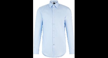 BOSS Hank slim fit overhemd - popeline - blauw - Strijkvriendelijk - Boordmaat: 38