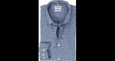 OLYMP Level 5 body fit overhemd - structuur - royal blauw - Strijkvriendelijk - Boordmaat: 43