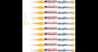 edding 5300 acrylic marker verkeersgeel – set van 10 stuks – ronde punt 1-2 mm – acrylverfstiften voor canvas, hout & steen