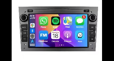 Autoradio 1/32GB met Carplay en Android auto | Geschikt voor Opel Astra H, Corsa D, Vectra C, Combo, Antara, Zafira, Meriva, Vivaro, Tigra 2001-2013 | Radio scherm met Navigatie | 2001 2002 2003 2004 2005 2006 2007 2008 2009 2010 2011 | Donker grijs
