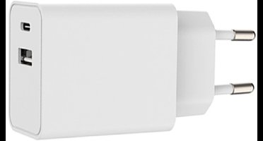 USB-A + USB-C Oplader Wit 5V 3A