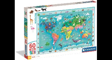 Clementoni - Puzzel - 60 Maxi Stukjes - Wildlife Kaart 2025 - Kinderpuzzel - Vanaf 4 jaar