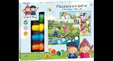 Fien & Teun creatieve stempelset, stempels en gekleurde kaarten - creatief, educatief speelgoed - boerderij speelgoed - vanaf 3 jaar - Bambolino Toys