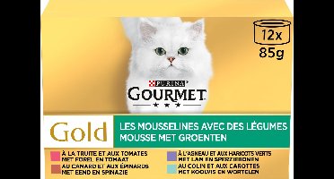 4x Gourmet - Gold Fijne Mousse met Groenten - Kattenvoer - 12 x 85g