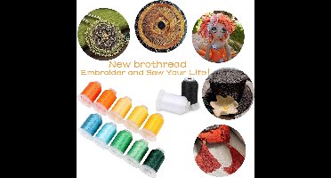 40 Brother Kleuren Polyester Machine Borduurgaren Kit 500M (550Y) Elke Spoel Voor Brother Babylock Janome Singer Pfaff Husqvarna Bernina Borduren en Naaimachines