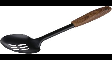 Alpina Keukengerei schuimspaan opscheplepel - zwart - kunststof en metaal - 28 x 7 cm - groente lepels