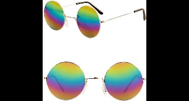 3x Hippie Hippie Uilebril flower power Regenboog glas