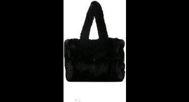 S&E Pluche Schoudertas – Stijlvolle en Ruime Dameshandtas - Zwart
