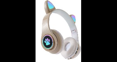 KINSI Bluetooth Gaming Headset - Stylish Kat Oor Design met LED - Verlichting! Perfect voor Meisjes, Compatibel met Alle Apparaten (Tablet / Computer / Telefoon)