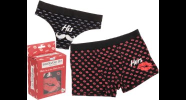 Ondergoed Set His & Hers – 2 Stuks – 95% Katoen, 5% Elastaan – Luxe Geschenkverpakking – Comfortabel & Ademend – Perfect Cadeau voor Koppels – Verkrijgbaar in Verschillende Maten