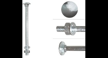 Slotbout met Moer. M6 x 60mm. lang. Verzinkt. 30 Stuks houtbouten met moeren. Homefix.