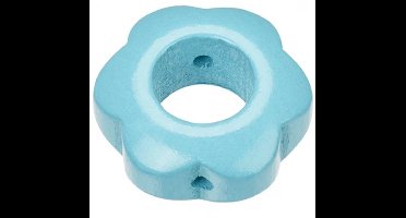 Houten Bloemenkraal voor speenketting 2pcs x 29x12mm, Turquoise