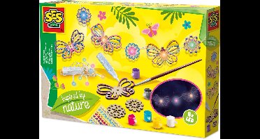 SES Creative – Lichtketting – Inspired by Nature – knutselset vanaf 6 jaar – decoreer vlinders en bloemen – inclusief LED-lichtslinger