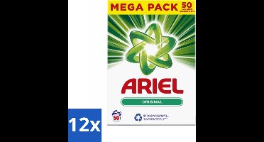 Ariel Original - Waspoeder - Witte en Lichtgekleurde Was - 50 Wasbeurten - Voordeelverpakking - 12 stuks