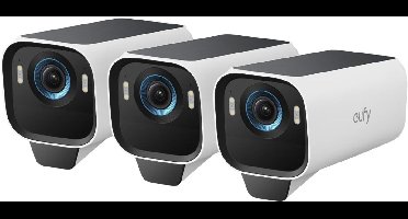 eufy Security S3 Pro Buitencamera, Add-on 3-pack – Outdoorcam - 4K Ultra HD-resolutie, MaxColor Vision™ technologie, Zonne-energie met SolarPlus™ 2.0, Compatibel met Apple HomeKit, Alexa en Google Assistant - Bundelvoordeel