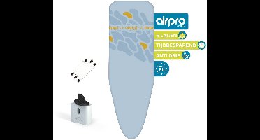 AIRPRO By Widex 6 laagse strijkplankhoes - 50% sneller strijken - Geen water meer onder je strijkplank - maat XXL voor een breedte van 44 tot 50 cm en een lengte van 130 tot 140 cm - Incl gratis spanners