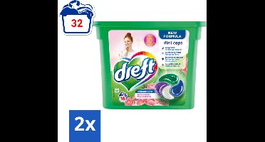 Dreft - Nieuwe Formule - Wasmiddelcapsules 4in1 - Witte en Gekleurde Was - Vleugje Roze - 16 Wasbeurten - Voordeelverpakking - 2 stuks