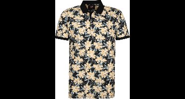 Suitable Polo Bloemen Donkerblauw Donkerblauw (navy) - Maat M - Heren - Polo shirt Heren met Korte mouw