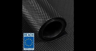 Rubber loper / rubbermat op rol - Piramide motief zwart - 3 mm - Breedte 100 cm - Per strekkende meter