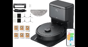 eufy Clean L60 Hybrid SES Robotstofzuiger met dweilfunctie en Vervangingssets - Robot Vacuum - 5.000 Pa Zuigkracht, Met automatisch leegstation, Bestuurbaar via smartphone