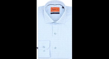 Suitable Overhemd Twill Print Lichtblauw - Maat 42 - Heren - Overhemden Formeel