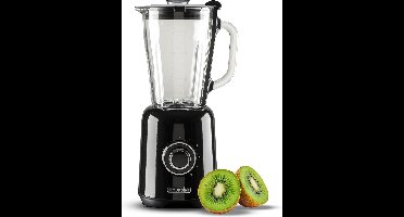 Bourgini Retro Blender - 5 snelheden en pulsfunctie - 1,5 Liter - Blender Smoothie - 500 Watt - Zwart