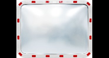 Verkeersspiegel Veiligheidsspiegel 80x60 cm convex met reflectoren inclusief beugel