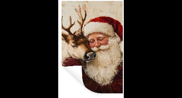 Muurstickers - Sticker Folie - Kerstman - Rendier - Kerst - Christmas - 20x30 cm - Plakfolie - Muurstickers Kinderkamer - Zelfklevend Behang - Zelfklevend behangpapier - Stickerfolie
