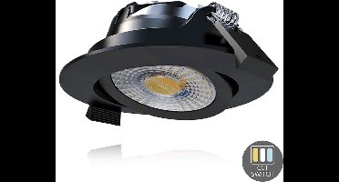 LED inbouwspot - CCT switch 6W - 1 stuk - zwart met instelbare lichtkleur en IP65 bescherming