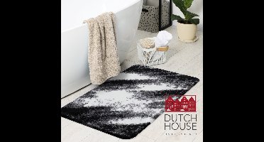 Dutch House Badmat Fréjus - Badmat 60x90cm - Zwart - Antislip - Badmatten - Anti Slip Douchemat - Badkamer Mat - Snel Absorberend - Snel Drogende Badmat