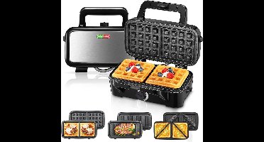 ApexArte® Wafelijzer met Verwisselbare Platen - Contact Grill - Tosti Apparaat