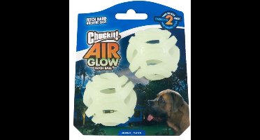 Chuckit! Air Glow Fetch Ball - Medium - Hondenspeelgoed - Hondenbal - Kauwspeelgoed - Chuckit bal - Rubberen Hondenbal - Glow in The Dark - 2 ST