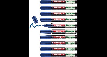 edding 50 EcoLine verfstift op waterbasis blauw 10 stuks - ronde punt 2-3 mm - lakmarker met laag VOS-gehalte - navulbaar - geschikt voor o.a. gladde, donkere en transparante oppervlaktes