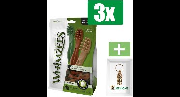 Whimzees Tandenborstel Star XS - Kauwsnacks - Hond - 6,5cm - 48st - 3 Zakken - Inclusief PetsHome Goudkleurige Adreskoker