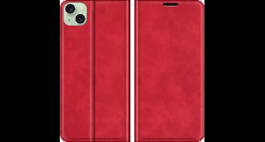 Just in Case hoesje geschikt voor iPhone 15 Plus - Hoesje met Pasjeshouder - Luxe Book Case - Rood