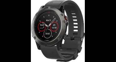 Shop4 - Geschikt voor Garmin Fenix 5 Bandje (ook Plus) - Siliconen Zwart
